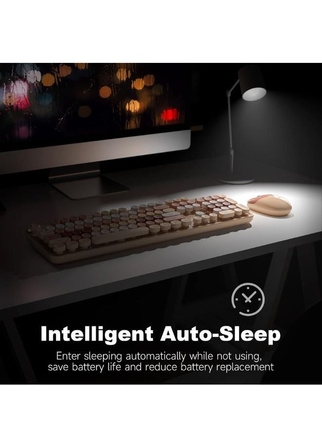 MOFII Wireless Keyboard and Mouse Combo,2.4GHz Retro Full-Size Keyboard with Number Pad and Cute Wireless Mouse for Computer PC Desktops Laptop WindowsxP/7/8/10 - Image 5